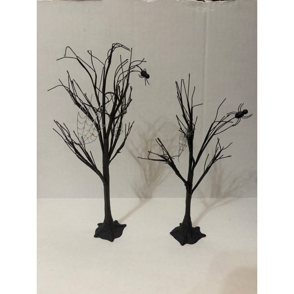 Department 56 Halloween Village Spooky Trees with Spiders & Cobwebs Set of 2